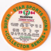 1984 7-Eleven Super Star Sports Coins: West Region #X H Ken Anderson Back