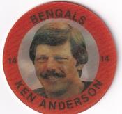 1984 7-Eleven Super Star Sports Coins: West Region #X H Ken Anderson Front