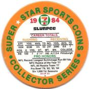 1984 7-Eleven Super Star Sports Coins: West Region #XII H Tony Dorsett Back