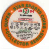 1984 7-Eleven Super Star Sports Coins: West Region #XVI H Eric Dickerson Back