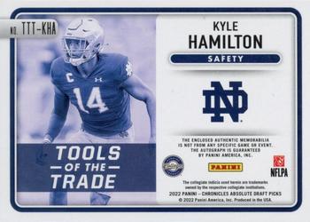 2022 Panini Chronicles Draft Picks - Absolute Tools of the Trade Triple Brand Logo Autograph #TTT-KHA Kyle Hamilton Back