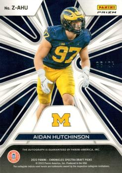 2022 Panini Chronicles Draft Picks - Spectra In The Zone Signatures Red #Z-AHU Aidan Hutchinson Back
