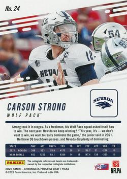 2022 Panini Chronicles Draft Picks - Prestige #24 Carson Strong Back