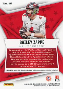 2022 Panini Chronicles Draft Picks - Rookies and Stars Blue #19 Bailey Zappe Back