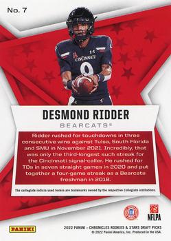 2022 Panini Chronicles Draft Picks - Rookies and Stars Red #7 Desmond Ridder Back