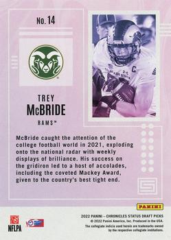 2022 Panini Chronicles Draft Picks - Status Purple #14 Trey McBride Back