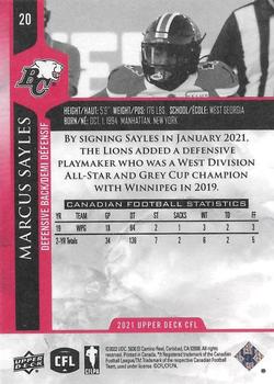2021 Upper Deck CFL - Red #20 Marcus Sayles Back
