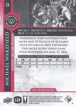 2021 Upper Deck CFL - Red #23 Michael Wakefield Back