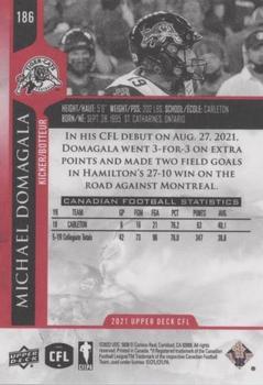 2021 Upper Deck CFL - Red #186 Michael Domagala Back