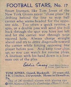 1935 National Chicle #17 Tom Jones Back