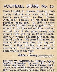 1935 National Chicle #30 Ernie Caddel Back