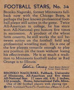 1935 National Chicle #34 Bronko Nagurski Back