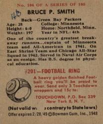 1948 Bowman #104 Bruce Smith Back