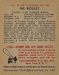 1948 Bowman #15 Gil Bouley Back