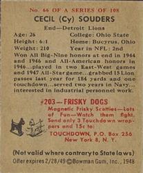 1948 Bowman #66 Cecil Souders Back