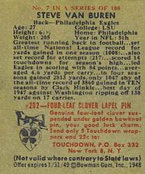 1948 Bowman #7 Steve Van Buren Back