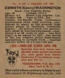 1948 Bowman #8 Kenny Washington Back