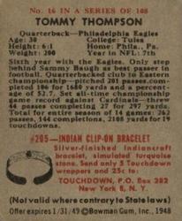 1948 Bowman #16 Tommy Thompson Back