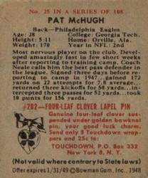 1948 Bowman #25 Pat McHugh Back