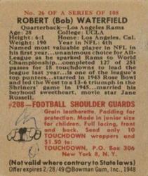 1948 Bowman #26 Bob Waterfield Back
