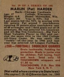1948 Bowman #29 Pat Harder Back