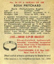 1948 Bowman #34 Bosh Pritchard Back