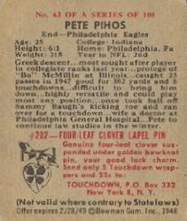 1948 Bowman #63 Pete Pihos Back