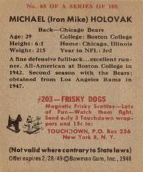 1948 Bowman #65 Mike Holovak Back