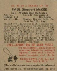 1948 Bowman #67 Paul McKee Back