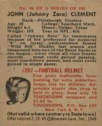 1948 Bowman #86 John Clement Back