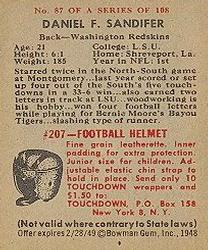 1948 Bowman #87 Dan Sandifer Back