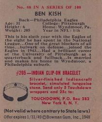 1948 Bowman #88 Ben Kish Back
