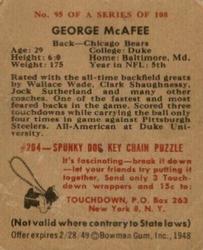 1948 Bowman #95 George McAfee Back