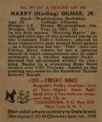 1948 Bowman #99 Harry Gilmer Back