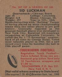 1948 Bowman #107 Sid Luckman Back
