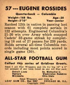 1948 Leaf #57 Eugene Rossides Back