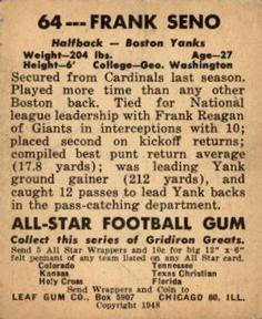 1948 Leaf #64 Frank Seno Back