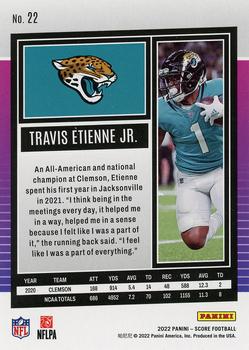 2022 Score #22 Travis Etienne Jr. Back