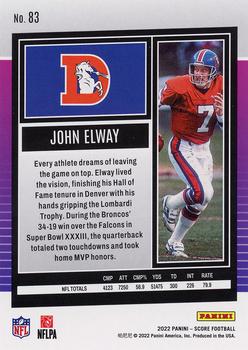 2022 Score #83 John Elway Back