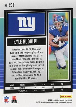 2022 Score #233 Kyle Rudolph Back