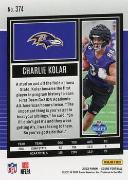 2022 Score #374 Charlie Kolar Back