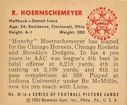 1950 Bowman #39 Robert Hoernschemeyer Back