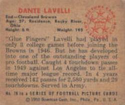 1950 Bowman #78 Dante Lavelli Back