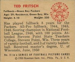 1950 Bowman #11 Ted Fritsch Back