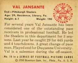 1950 Bowman #18 Val Jansante Back
