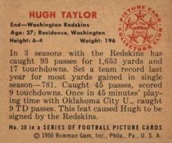 1950 Bowman #30 Hugh Taylor Back