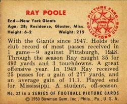 1950 Bowman #32 Ray Poole Back