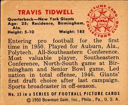 1950 Bowman #33 Travis Tidwell Back