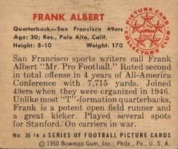 1950 Bowman #36 Frank Albert Back