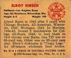 1950 Bowman #52 Elroy Hirsch Back